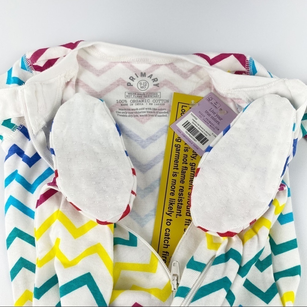 Primary Organic Cotton Zip Footie Limited Edition Rainbow Chevron NWT - Picture 6 of 8